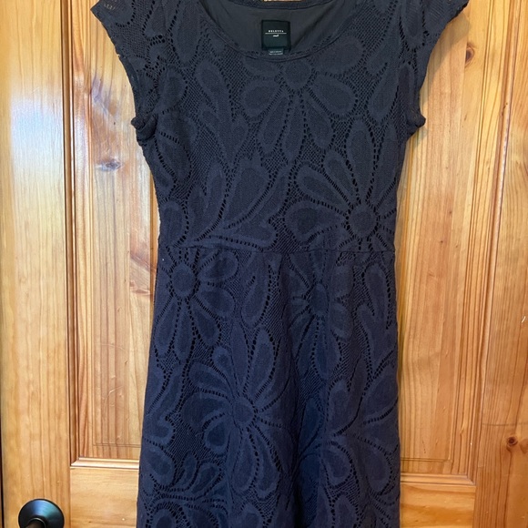 Deletta/Anthropologie Black Flutter Sleeve A-line Mini Dress - Picture 1 of 3